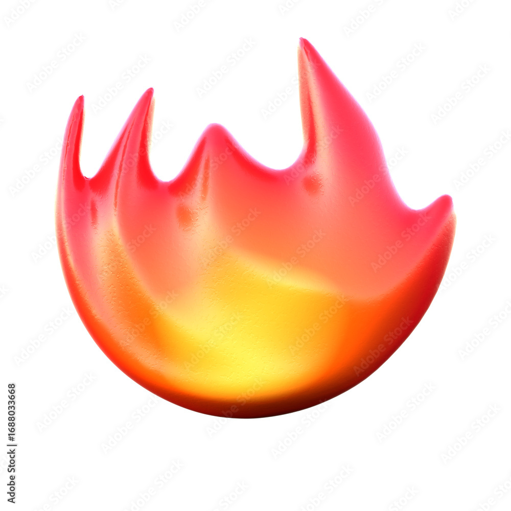 Poster glossy 3d rendered flame shape with gradient color graphic element