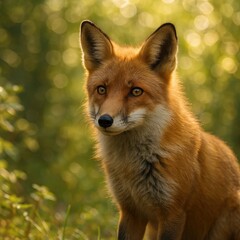 Fototapeta premium Radiant tropical bird perched among sunlit heliconia and banana leaves saturated plumage sparkling bokeh and lush garden atmosphere for vibrant wildlife editorial appeal