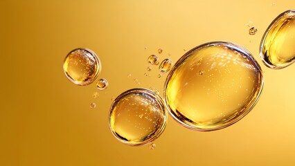 Fototapeta premium Golden Oil Bubbles Macro – Abstract Fluid Art for Skincare and Beauty