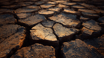 Cracked dry earth showing severe drought conditions