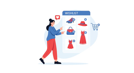 Customer Browsing Fashion Wishlist on an Online Store