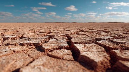 Cracked earth landscape under blue sky