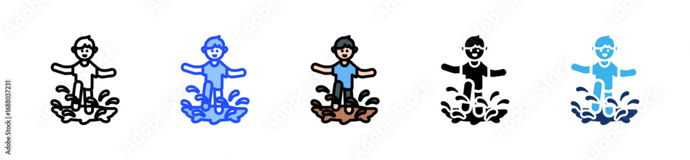 Poster mud play icon collection with multiple styles