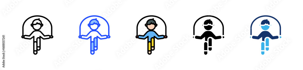 Poster jump rope icon collection with multiple styles