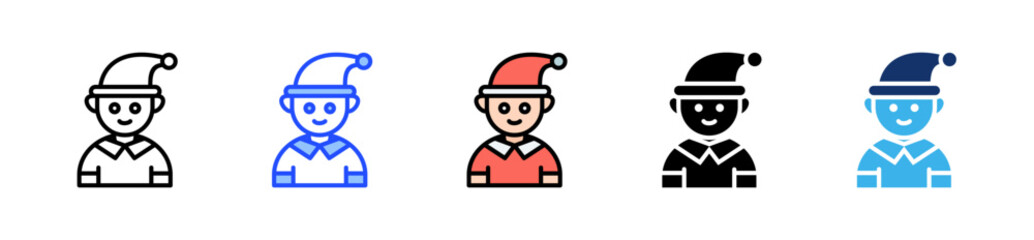 Christmas Kid Icon Collection With Multiple Styles