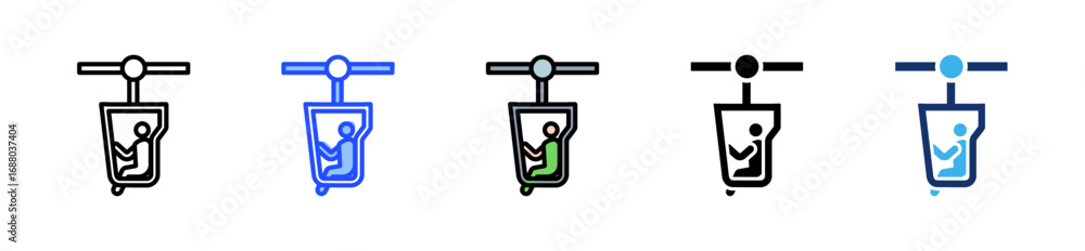 Poster swing ride icon collection with multiple styles