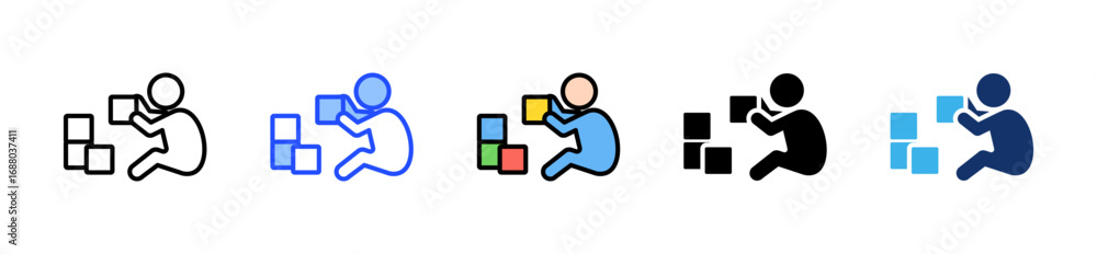 Poster blocks play icon collection with multiple styles