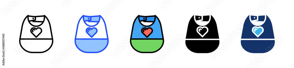 Poster bib icon collection with multiple styles