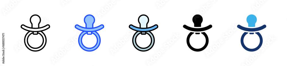 Poster pacifier icon collection with multiple styles