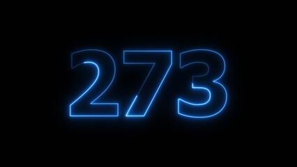 Abstract beautiful blue neon 273 number illustration background 4K. Glowing neon countdown number icon background.  © Neon Boss
