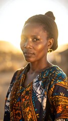 Obraz premium Portrait of a woman in traditional clothing, golden hour light