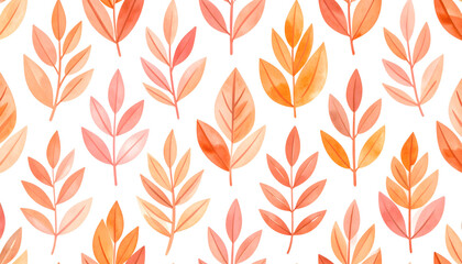 Seamless Watercolor Autumn Leaves Pattern