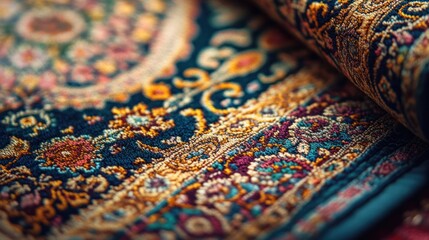 Close-up of intricate rug patterns