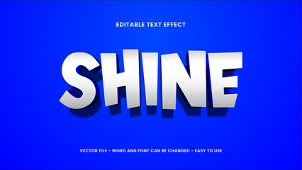 Shine text effect  editable blue 3d text effect