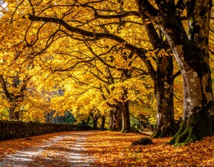 Golden autumnal pathway