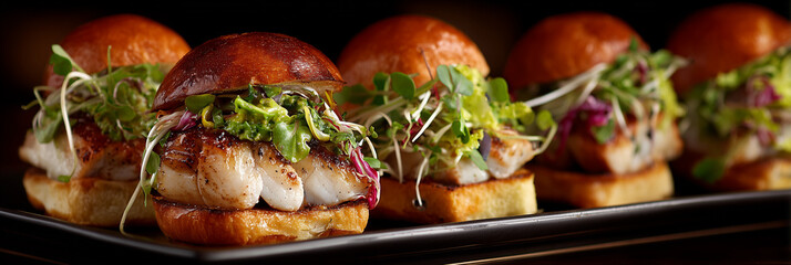 Fish sliders with micro greens