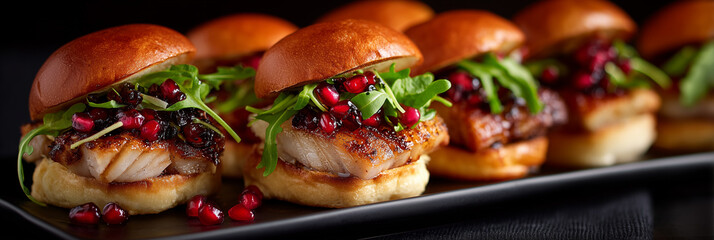 Fish sliders with pomegranate
