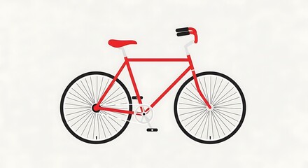 Fototapeta premium A simple, red bicycle with white spokes, illustrated against a plain background, displays a minimalist design.
