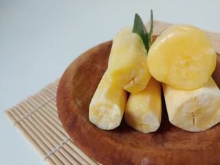 Cassava Tape (Tape Singkong) or peyeum, Indonesian traditional food, made from cassava with yeast fermentation