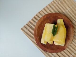 Cassava Tape (Tape Singkong) or peyeum, Indonesian traditional food, made from cassava with yeast fermentation