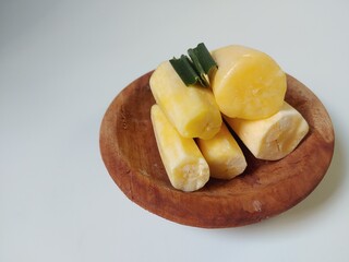 Cassava Tape (Tape Singkong) or peyeum, Indonesian traditional food, made from cassava with yeast fermentation