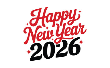 Vector art of stylish happy new year 2026 typography design modern lettering with star accents for festive greetings and holiday celebrations