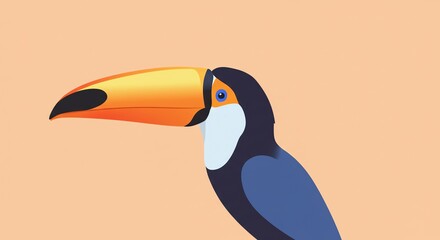 Naklejka premium Toco Toucan head portrait on plain background