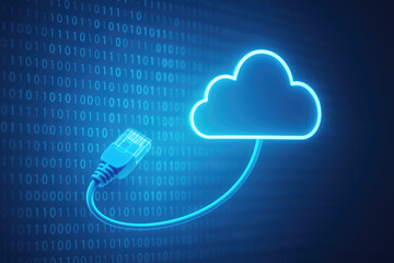 Digital Cloud Computing Connection with Ethernet Cable and Binary Code Background Keywords: cloud computing, data, technology, network, internet, connection, digital, binary code, information