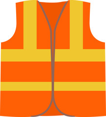 High-quality safety vest vector illustration featuring a bright reflective construction vest designed for engineers, workers, and industrial settings. Perfect for creating construction icons