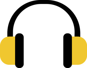 Vector illustration of yellow and black earmuffs designed for hearing protection at noisy construction sites and industrial workplaces. Essential PPE for workers, this design is perfect for constructi