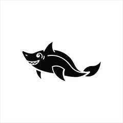 Naklejka premium Smiling Cute Cartoon Shark Character Vector Illustration