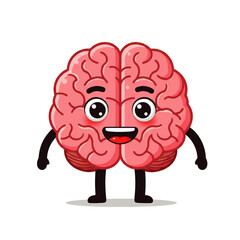 Happy Cartoon Brain Character Standing.