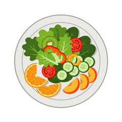 Healthy Fresh Fruit and Vegetable Salad Plate.