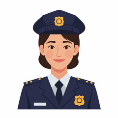 A cheerful policewoman in a professional uniform, serving and protecting the community. Vector illustration of a female cop representing law, justice, and security