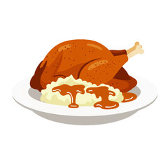 Roasted Turkey Dinner with Mashed Potatoes and Gravy.