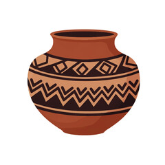 Traditional African Tribal Pottery Pot with Geometric Patterns.