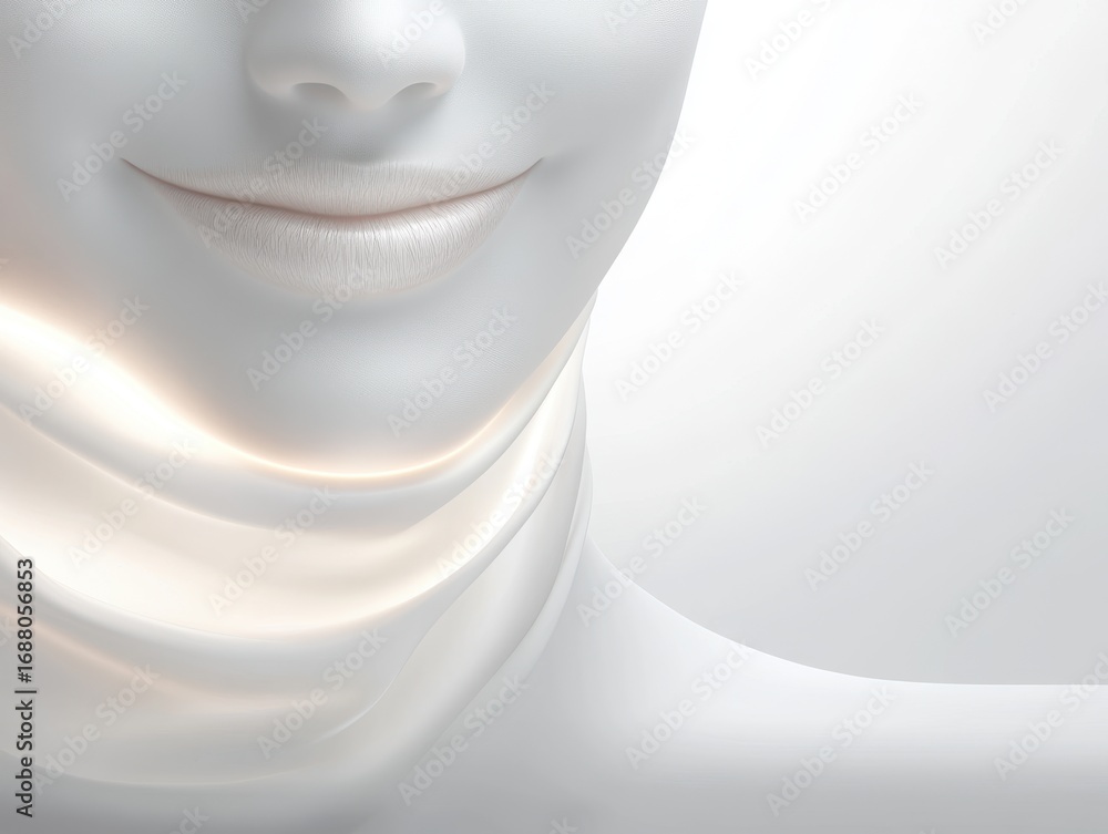 Poster elegant minimalist portrait of a smiling face with soft lighting and smooth textures