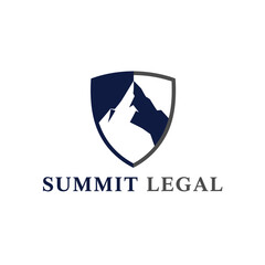  Mountain peak shield black white, justice logo design illustration