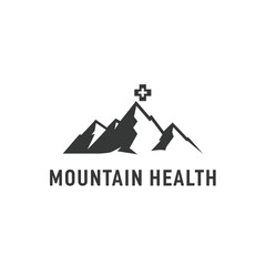 Mountain health outdoor landscape, logo design illustration
