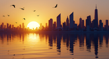 Fototapeta premium sunset over the city