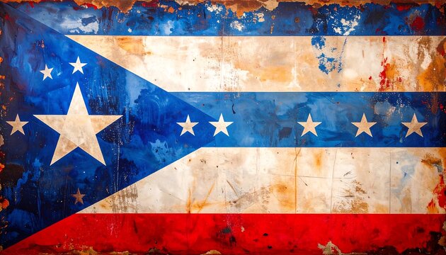 Patina-effect Puerto Rican flag