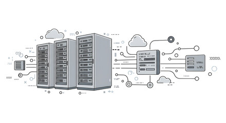 Powering the digital frontier cloud servers seamlessly connecting data and networks in a modern network configuration