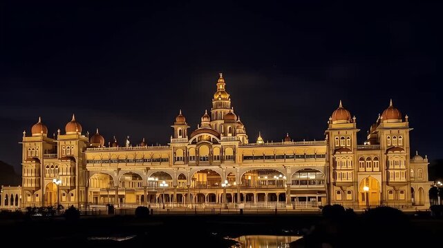 Majestic Mysore Palace Illuminated at Night: A Stunning Architectural Marvel