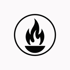 Fire Flame in Brazier Circle Icon Vector Silhouette Logo