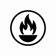 Fire Flame in Brazier Circle Icon Vector Silhouette Logo
