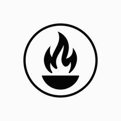 Fire Flame in Brazier Circle Icon Vector Silhouette Logo