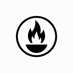 Fire Flame in Brazier Circle Icon Vector Silhouette Logo
