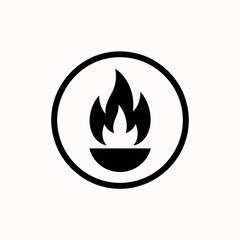 Fire Flame in Brazier Circle Icon Vector Silhouette Logo