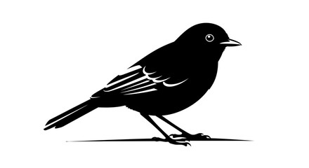 Cute Little Bird Icon Simple Songbird Silhouette Glyph Vector