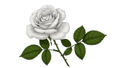 An elegant white rose in full bloom symbolizing purity and remembrance against a dark background featuring delicate